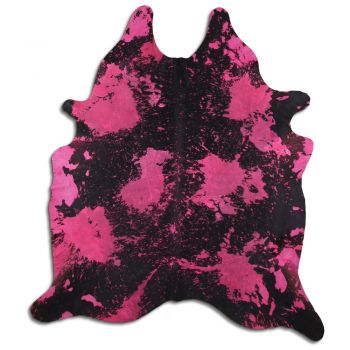 LG&#47;XL Brazilian Pink splatter distressed Black cowhide rugs. Measures approx. 42.5-50 square feet #4